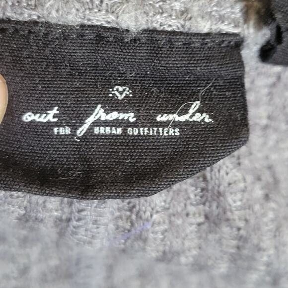 Small UO Out From Under gray shaggy slouchy waffle knit thermal cardigan sweater - Picture 4 of 5